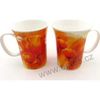 POPPY FLOWER porcelánový hrnek barevné vlčí máky a sedmikrásky se zlatým zdobením