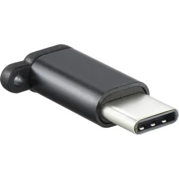 Datový kabel OEM adaptér Micro USB - USB-C černý s poutkem