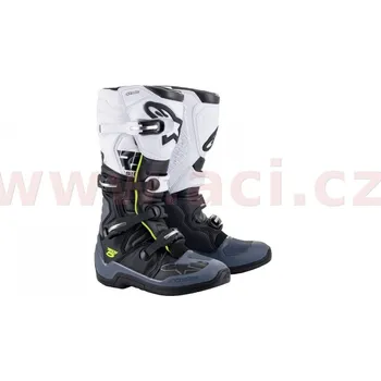Moto obuv boty TECH 5 2021, ALPINESTARS (černá/šedá/bílá/žlutá fluo) 52