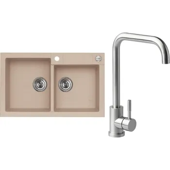 Set Alveus (dřez Rock 90 Beige 55 + baterie Angle Kartáčovaná ocel) SETA20105