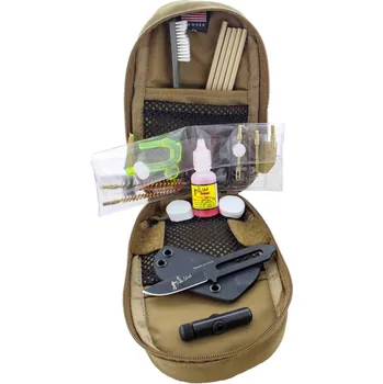 Čištění zbraně Čistící sada Pro-Shot Coyote Molle Kit pro pušky AR15 .223 Cal. / 5.56mm + nůž Sermon Knife Tool