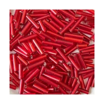 Dětské navlékací korálky Rokajl červené rovné lesklé tyčinky (4 - 6 mm)