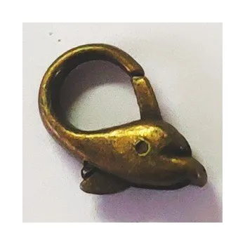 Materiál na výrobu šperku Karabinka starobronz ozdobná delfín 18mm (1ks)