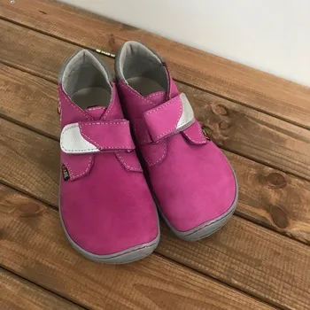 Dívčí polobotky Barefoot nízké celoroční boty - růžová (suchý zip), Fare bare Velikost: 28