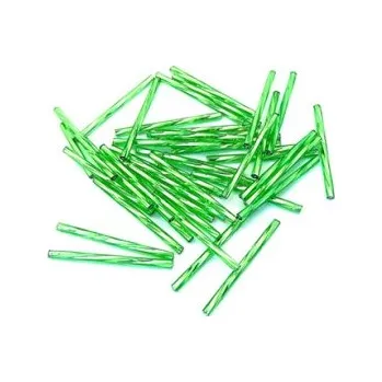 Dětské navlékací korálky Preciosa tyčinky zelené kroucené 35 mm