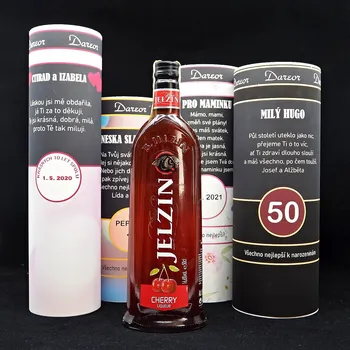 Dárkový potravinový koš Divine Boris Jelzin (dle výběru) – dárkové balení alkoholu s potiskem na přání