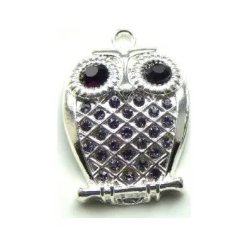 Přívěsek Přívěsek sova s temně fialovýma očima 41x28mm