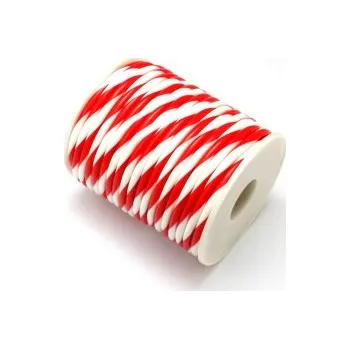 Korálek Gumová šňůra nepružná 4mm 1m červenobílá