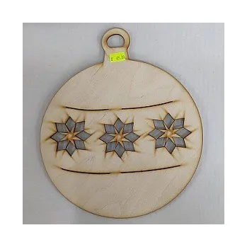 Vánoční dekorace Dřevěný výřez vánoční koule s hvězdami 270mm