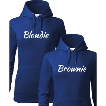 Dámská mikina Dámská/Dětská mikina Blondie a Brownie, Barva Modrá, Canvas Dvě dámské mikiny, Velikost 1 L, Velikost 2 S Bezvatriko.cz 0525