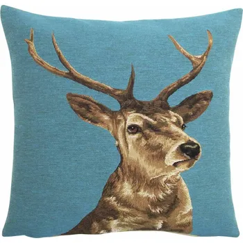 Dekorativní polštářek Tyrkysový gobelínový polštář Jelen I - 45*15*45cm