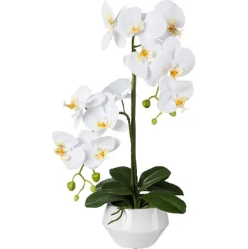 umělá květina umělá Orchidej bílá v květináči, 52cm