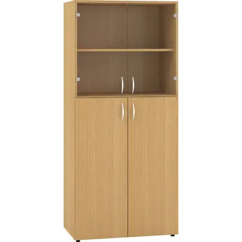 Policová skříň Skříň 3M/2M Dveře/Dveře sklo - 800 x 470 x 1780, Buk