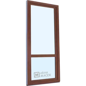 Vchodové dveře Plastové balkonové dveře - KNIPPING 70 AD, 800x2200 mm, OS, s příčkou, ořech Otevírání: pravé, Barva, imitace: ořech/bílá (jednostranně), Provedení: jednostranná klika + madýlko + PVC rám + příslušenství a montážní materiál zdarma