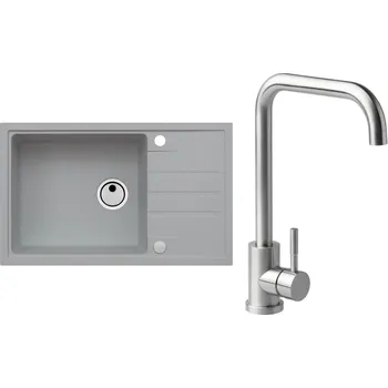 Set Alveus (dřez Intermezzo 130 Beton 81 + baterie Angle Kartáčovaná ocel) SETA20033