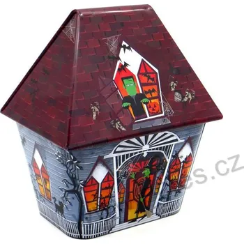 Dóza na potraviny HALLOWEEN střední strašidelný domeček - čarodějnice, duch, netopýři, dýně
