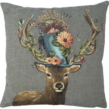 Dekorativní polštářek Gobelinový polštář Jelen s kloboukem - 45*15*45cm