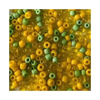 Dětské navlékací korálky Rokajl 9/0 - 6/0 žlutozelený mix