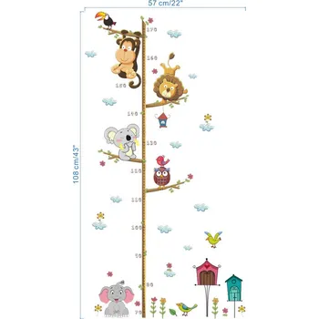 Samolepící dekorace Samolepící metr ZOO zvířátka, samolepka na zeď pro děti