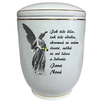 Smuteční dekorace Porcelánová urna Diamant | text anděl 26.5 cm porcelán