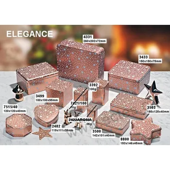 Dóza na potraviny ELEGANCE plechová dóza na cukroví 7331 měděná s bílými hvězdičkami