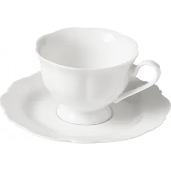 Set 2 ks šálek s podšálkem na kávu / čaj Meringa BRANDANI (barva - porcelán, slonová kost)