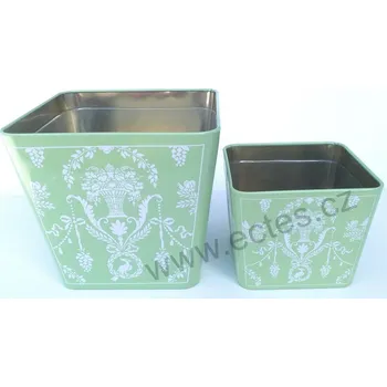 Květináč ZELENÝ KVĚTINÁČ 3353 bílé ornamenty