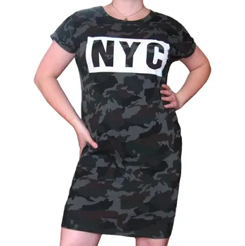 Dámské šaty Dámské máskáčové šaty s kapsami Barva: Černozelená, Velikost: Univerzální