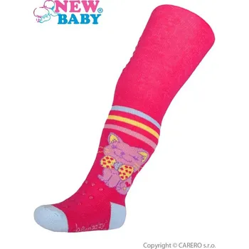 Bavlněné punčocháčky New Baby 3xABS růžové happy cat Růžová 104 (3-4r)
