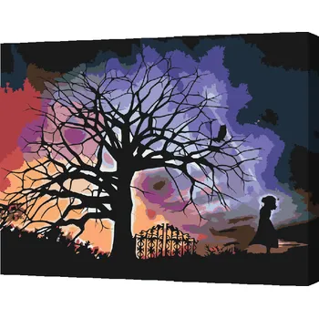 Malování podle čísel - Dívka a noční obloha Velikost: 40x50cm, Rámování: Pouze srolované plátno