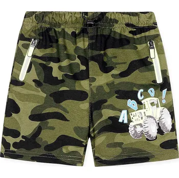 Chlapecké kraťasy - KUGO MT0527, béžová/ zelený bagr Barva: Khaki, Velikost: 98