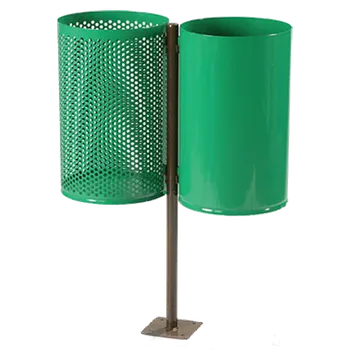 Odpadkový koš Venkovní odpadkový dvojkoš na tyči, objem 2x 30 l, slevy