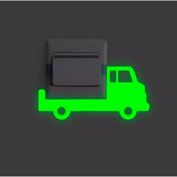 Samolepící dekorace Fosforová samolepka na vypínač "Nákladní auto" 7x14cm