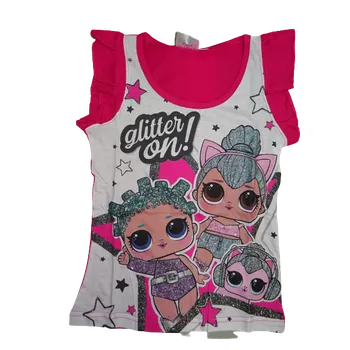 Dívčí tričko Dívčí krásné třpytivé růžové tričko s krátkým rukávem a panenkou L.O.L.. 146