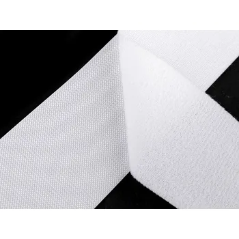 Nízkoprofilový suchý zip háček + plyš šíře 50 mm jemný, barva 2 bílá