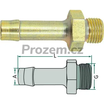 Fitinka Nátrubek hadice 13 mm s vnějším závitem M22 x 1,5 mm