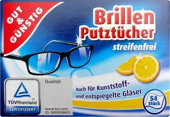 Gut und Günstig Vlhčené čisticí ubrousky na brýle 54 ks