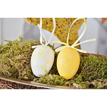 Velikonoční dekorace Plastová vajíčka na zavěšení, květinový motiv s/12, 6 cm (118269 015 WIPK0077-19 vejce závěs s/12)