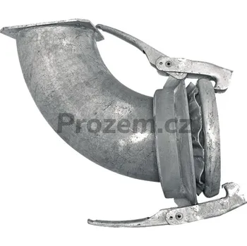 Komín Samice/M-díl Perrot 4"/108 mm koleno 90° s přírubou 150 x 150 mm