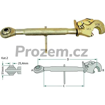 Zahradní traktor Třetí bod se záchytným hákem M36x3mm (680-1000mm), Kat. 2-3 - 1