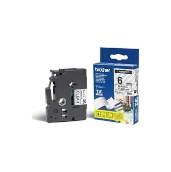 Kotouček do pokladny a tiskárny štítků Brother - TZe-111 průsvitná/černá (6mm Laminované) TZE111