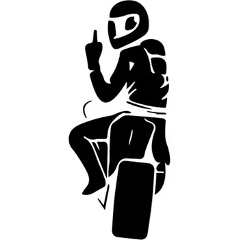 Samolepicí dekorace na vozidlo Samolepka biker ukazuje fuck off na auto a motorku, tuning nálepka (5263)