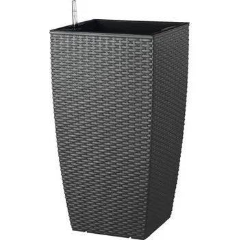 Květináč Samozavlažovací květináč umělý ratan Lafiora 31 x 31 x 57 cm antracit