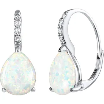 Náušnice Stříbrné náušnice MIRAY s bílým opálem