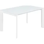 Bílý skleněný rozkládací jídelní stůl Kave Home Axis 140/200 x 90 cm