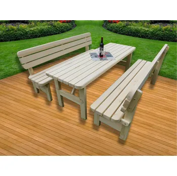 Zahradní sestava Krajča Zahradní dřevěná sestava Gabriela (3 díly) 180 cm Povrchová úprava dřeva: Bez nátěru, Materiál: Borovice