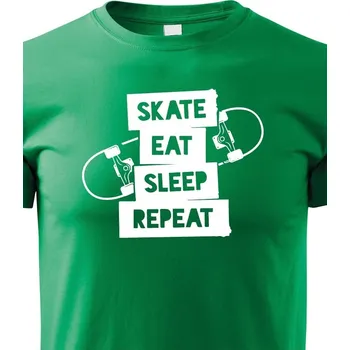 Chlapecké tričko Dětské tričko Skate-eat-sleep-repeat, Barva Zelená, Velikost 110 cm/4 roky, Canvas Dětské tričko Bezvatriko.cz 0796