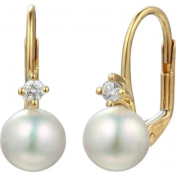 Náušnice Couple, Perlové náušnice Morgan, žluté zlato a bílá perla, 4535030-0-0-91