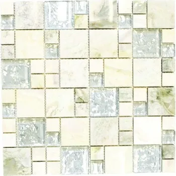 Obklad Skleněná mozaika s přírodním kamenem XCM MC639 MIX VÍCEBAREVNÁ 30x30 cm