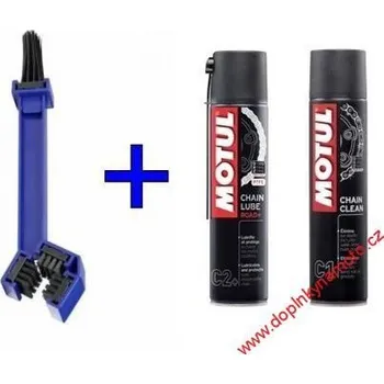 Motokosmetika Kartáč na řetěz Oxford + MOTUL Chain Lube Road + Chain Clean 400ml